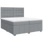 Preview: Boxspringbett mit Matratze Hellgrau 200x200 cm Stoff
