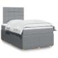 Preview: ARDEBO.de - Boxspringbett mit Matratze Hellgrau 120x190 cm Stoff