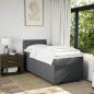 Preview: ARDEBO.de - Boxspringbett mit Matratze Dunkelgrau 100x200 cm Stoff
