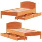 Preview: Massivholzbett ohne Matratze Wachsbraun 100x200 Kiefernholz