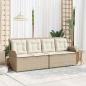 Preview: Gartenbank Verstellbar mit Kissen Beige Poly Rattan