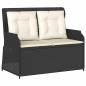 Preview: Gartenbank Verstellbar mit Kissen Schwarz Poly Rattan