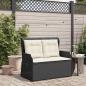 Preview: Gartenbank Verstellbar mit Kissen Schwarz Poly Rattan