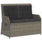 Preview: Gartenbank Verstellbar mit Kissen Grau Poly Rattan