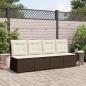 Preview: Gartensessel mit Liegefunktion und Kissen Braun Poly Rattan