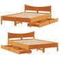 Preview: Massivholzbett mit Schubladen Wachsbraun 135x190 cm Kiefer