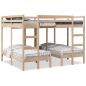 Preview: ARDEBO.de - Dreifach-Etagenbett 160x200/80x160 cm Massivholz Kiefer