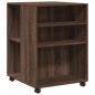 Preview: Beistelltisch mit Rollen Braun Eiche 55x60x78 cm Holzwerkstoff