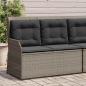 Preview: ARDEBO.de - Gartenbank Verstellbar mit Kissen Grau Poly Rattan