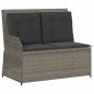 Preview: Gartenbank Verstellbar mit Kissen Grau Poly Rattan