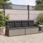 Preview: Gartenbank Verstellbar mit Kissen Grau Poly Rattan