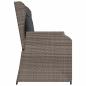 Preview: Gartenbank Verstellbar mit Kissen Grau Poly Rattan