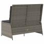 Preview: Gartenbank Verstellbar mit Kissen Grau Poly Rattan