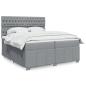Preview: ARDEBO.de - Boxspringbett mit Matratze Hellgrau 200x200 cm Stoff