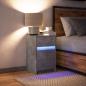 Preview: Nachttisch mit LED-Leuchten Betongrau Holzwerkstoff