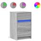 Preview: Nachttisch mit LED-Leuchten Grau Sonoma Holzwerkstoff