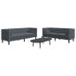 Preview: ARDEBO.de - 2-tlg. Chesterfield-Sofa-Set mit Nackenrollen Dunkelgrau Samt