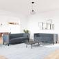 Preview: 2-tlg. Chesterfield-Sofa-Set mit Nackenrollen Dunkelgrau Samt