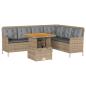 Preview: ARDEBO.de - 2-tlg. Garten-Sofagarnitur mit Kissen Beige Poly Rattan