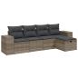 Preview: 5-tlg. Garten-Sofagarnitur mit Kissen Hellgrau Poly Rattan
