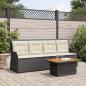 Preview: ARDEBO.de - 3-tlg. Garten-Lounge-Set mit Kissen Schwarz Poly Rattan