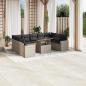 Preview: ARDEBO.de - 10-tlg. Garten-Sofagarnitur mit Kissen Hellgrau Poly Rattan