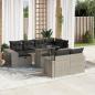 Preview: ARDEBO.de - 11-tlg. Garten-Sofagarnitur mit Kissen Hellgrau Poly Rattan