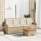 Preview: ARDEBO.de - 3-tlg. Garten-Lounge-Set mit Kissen Beige Poly Rattan