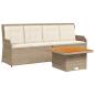 Preview: 3-tlg. Garten-Lounge-Set mit Kissen Beige Poly Rattan