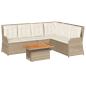 Preview: 5-tlg. Garten-Lounge-Set mit Kissen Beige Poly Rattan