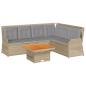 Preview: 5-tlg. Garten-Lounge-Set mit Kissen Beige Poly Rattan