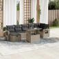 Preview: ARDEBO.de - 8-tlg. Garten-Sofagarnitur mit Kissen Hellgrau Poly Rattan