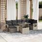 Preview: ARDEBO.de - 8-tlg. Garten-Sofagarnitur mit Kissen Hellgrau Poly Rattan