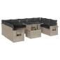 Preview: 10-tlg. Garten-Sofagarnitur mit Kissen Hellgrau Poly Rattan