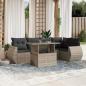 Preview: ARDEBO.de - 7-tlg. Garten-Sofagarnitur mit Kissen Hellgrau Poly Rattan