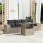 Preview: ARDEBO.de - 5-tlg. Garten-Sofagarnitur mit Kissen Hellgrau Poly Rattan