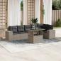 Preview: ARDEBO.de - 7-tlg. Garten-Sofagarnitur mit Kissen Hellgrau Poly Rattan