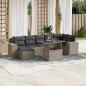 Preview: ARDEBO.de - 8-tlg. Garten-Sofagarnitur mit Kissen Hellgrau Poly Rattan