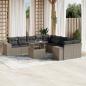 Preview: ARDEBO.de - 11-tlg. Garten-Sofagarnitur mit Kissen Hellgrau Poly Rattan