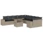 Preview: 11-tlg. Garten-Sofagarnitur mit Kissen Hellgrau Poly Rattan