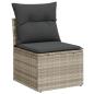 Preview: 11-tlg. Garten-Sofagarnitur mit Kissen Hellgrau Poly Rattan