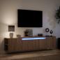 Preview: TV-Wandschrank mit LED-Beleuchtung Braun Eiche 180x31x39,5 cm