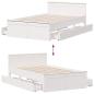 Preview: Massivholzbett ohne Matratze mit Kopfteil Weiß 135x190cm Kiefer