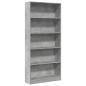 Preview: Bücherregal Betongrau 80x24x176 cm Holzwerkstoff