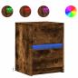 Preview: Nachttisch mit LED-Leuchten Räuchereiche Holzwerkstoff