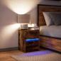 Preview: Nachttisch mit LED-Leuchten Räuchereiche Holzwerkstoff