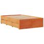 Preview: Massivholzbett ohne Matratze mit Schubladen Braun 120x190 cm
