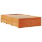 Preview: Massivholzbett ohne Matratze mit Schubladen Braun 120x190 cm