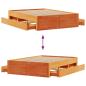 Preview: Massivholzbett ohne Matratze mit Schubladen Braun 140x190 cm
