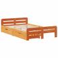 Preview: ARDEBO.de - Massivholzbett ohne Matratze Wachsbraun 135x190 cm Kiefernholz